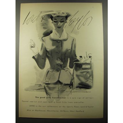 1954 Lord & Taylor Handmacher Suit Ad - The good grey handmacher