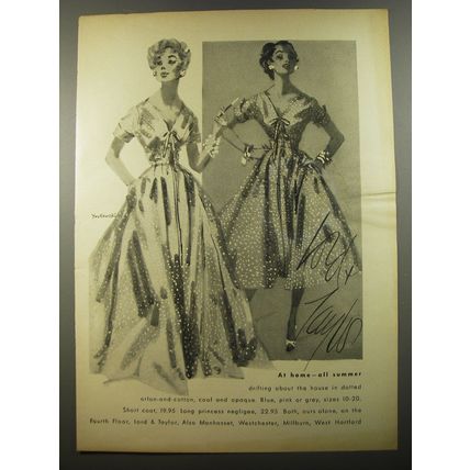1954 Lord & Taylor Dresses Ad - At home - all summer