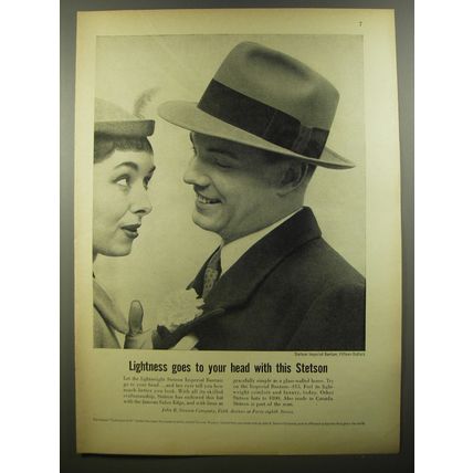 1954 Stetson Imperial Bantam Hat Ad - Lightness goes to your head with this