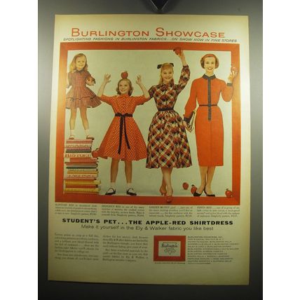 1957 Burlington Industries Ad - Student's Pet.. the Apple-Red Shirtdress
