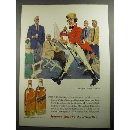 1956 Johnnie Walker Scotch Ad - Born 1820 still going strong
