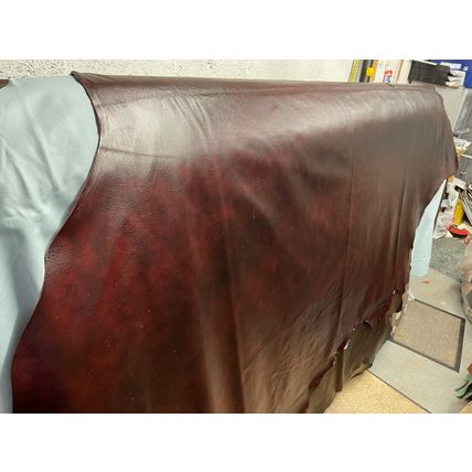 Italian Full Whole Leather Cow Hide Colour Antique Red, 48 sq ft per hide