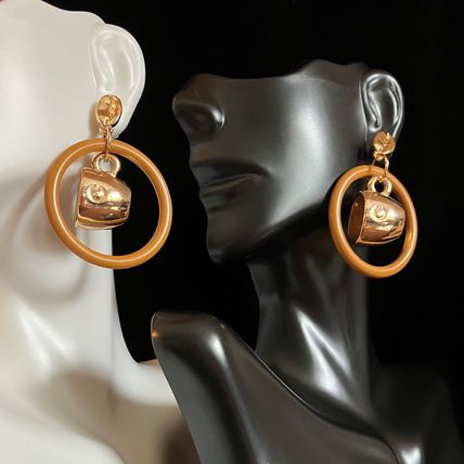 Earrings Large 14K Gold Plated Exaggerated Coffee Cup #646