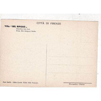 Firenze Villa Bel Riposo Italy Postcard unused VGC