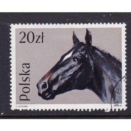POLAND 1989 HORSES 20z ENGLISH THROUGHBRED USED / CTO SG3205