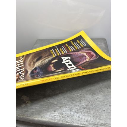National Geographic Magazine July 2001 Grizzly Bear Vintage Collectible .