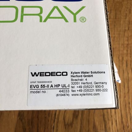 WEDECO TR500,44033,EVG 55-II A HP UL-I, G5UBD2A9 WEDECO AG BOARD Xylem 94V-0,BB