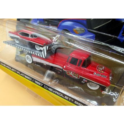 Maisto 2018 ELITE TRANSPORT set with 1957 Chevy Flatbed and Bel Air Gasser NEW