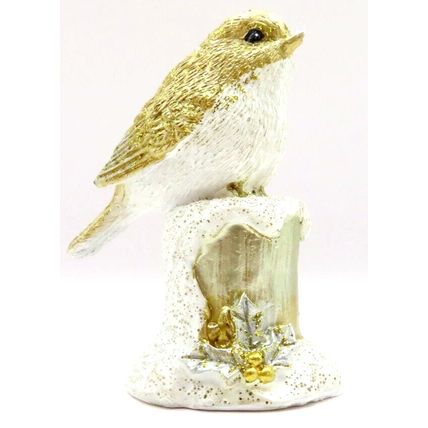 Golden Glitter Robin Ornament Figurine 8 CM Gift Christmas Holiday Decoration