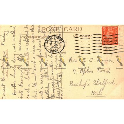 Sands, Broadstairs, Kent, 27427 Ward's Postcard, 1949