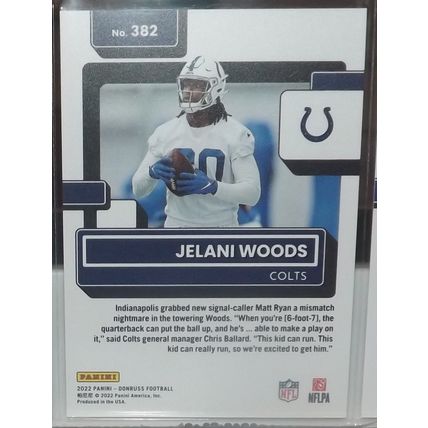 2022 Donruss JELANI WOODS (Colts) Rated Rookie Press Proof Gold #382
