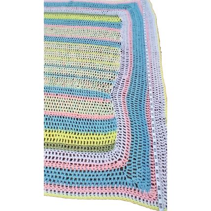 Crocheted Pastel Colored Baby Blanket Large 50" x 70" Bed Chair Lap Cover