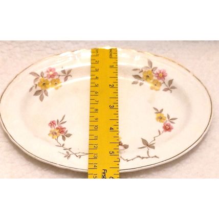 Edwin M Knowles Blossom Time Vtg 1940's Serving Gravy Boat & Dish - Chip Flaw