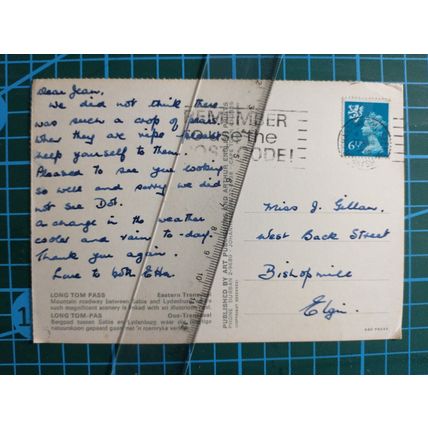 Vintage Long Tom Pass Postcard, Stamp & Hand Written, South Africa 1970s