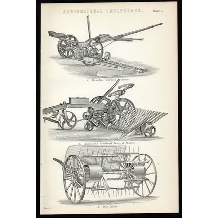 AGRICULTURAL IMPLEMENTS 1883 Hornsby’s “Paragon” Mower LITHOGRAPH #5
