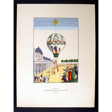 ASCENSION OF MARGAT AND HIS STAG COCO 1956 Hot Air Balloon LITHOGRAPH