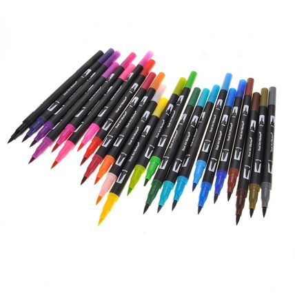 24 Fine Point Markers w/Dual Brush Colored Markers