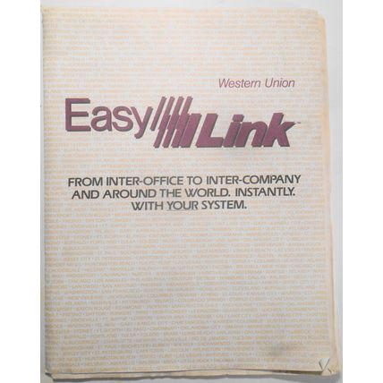 1984 Western Union EasyLink, Electronic Mail, Promo literature; testimonials.