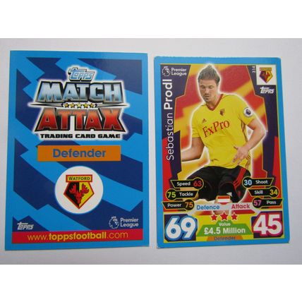 314. Sebastian Prodl - Watford - Match Attax 2017/18 Football Card EF1