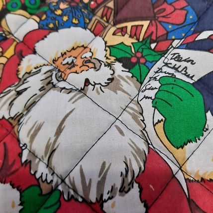 Vintage QUILTED CHRISTMAS STOCKING 16" Bag Gift Santa Gifts Toys Reindeer