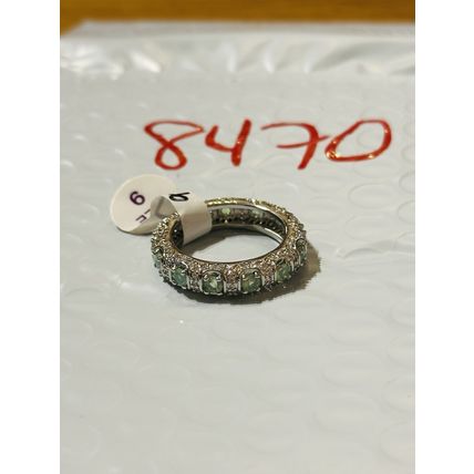 NWT Ring Bomb Party Sz9 RBP Full Wrap Mint Green Rhodium P Band Costume Jewelry