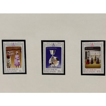 Solomon Islands 1977 Silver Jubilee Queen Elizabeth II Complete Set Of 3 Stamps