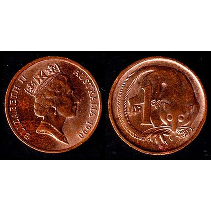 Australia One Cent 1990 Used Coin Possum Queen Elizabeth II 1c QE II