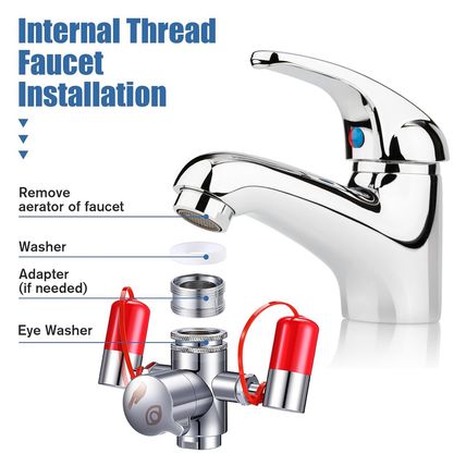 Trelaco Faucet Mounted Eyewash Station with Cover Eye Wash Station Sink Attachme