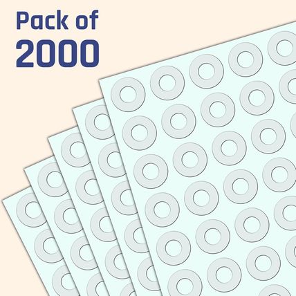 2000 Pack, Clear Hole Reinforcement Stickers, Transparent - 0.25"