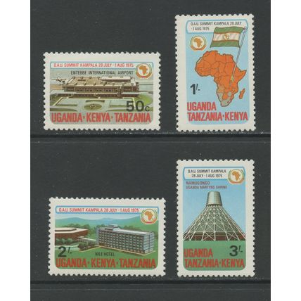 Kenya, Uganda, Tanzania 308-311, 1975 African Unity (OAU), VF, MNH (KUT130)