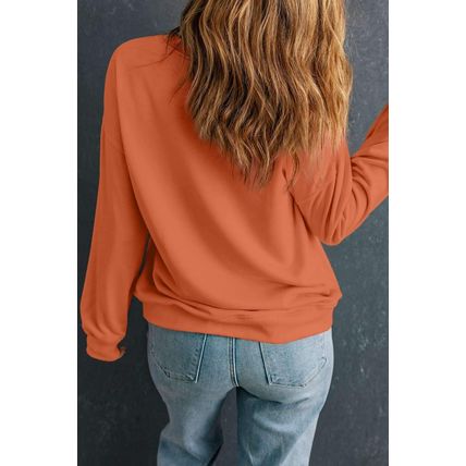 Orange Solid Classic Crewneck Pullover Sweatshirt