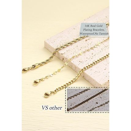 Gold 3Pcs Disc Plated Adjustable Chain Bracelet Set