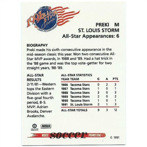 1991 Soccer Shots MSL All-Star Game - #2 - Preki
