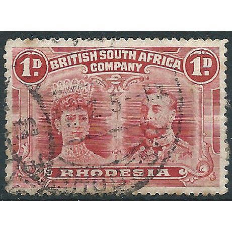 Rhodesia 1910 SG124 1d Carmine-Lake Fine Used . . ..