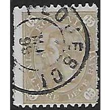 Mi 87: 15 b. olive-brown Defin.: King Carol I, hard glassy paper, p. 11½:13½