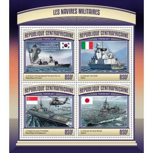 CENTRAL AFRICA 2017 SHEET MNH MILITARY SHIPS NAVIRES MILITAIRES MILITARSCHIFFE