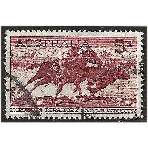 Australia 1964 SG327a 5/- Brown-Red (White Paper) Good+ Used . ..