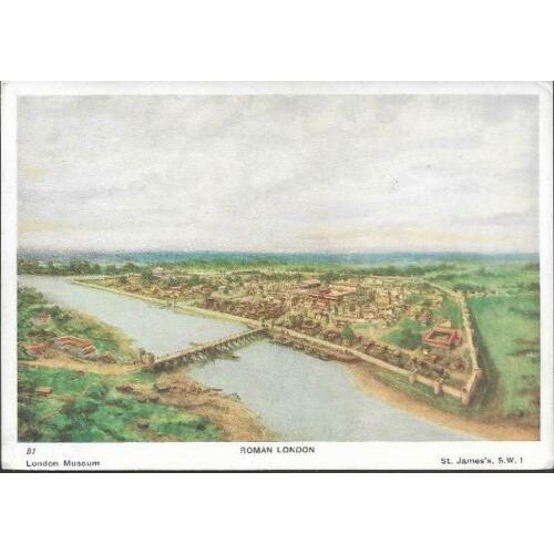 London - artist impression of Roman London - Museum postcard c.1960s