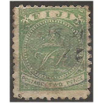 Fiji 1879 SG37a 2d Blue-Green Fine Used . .. .