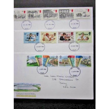 1984 A YEAR GROUP OF NINE FIRST DAY OF ISSUE POSTMARKED COVERS. (D) #01131