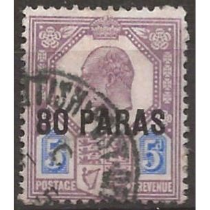 British Levant 1902 SG9 80pa on 5d Dull Purple & Ultramarine Very Fine Used . ..