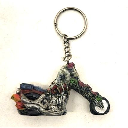 2 1/2" Skeleton Motorcycle Bike Keychain Bag Purse/Luggage Charm Clip Fob