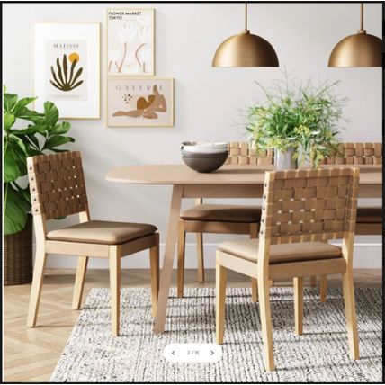 Nathan James "Cohen" 19" Seat Height- Dining Chair - Light Brown Woven Faux Leat