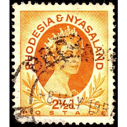 Africa Rhodesia & Nyasaland 1954 Queen Elizabeth II 2 1/2d Used Stamp QE II
