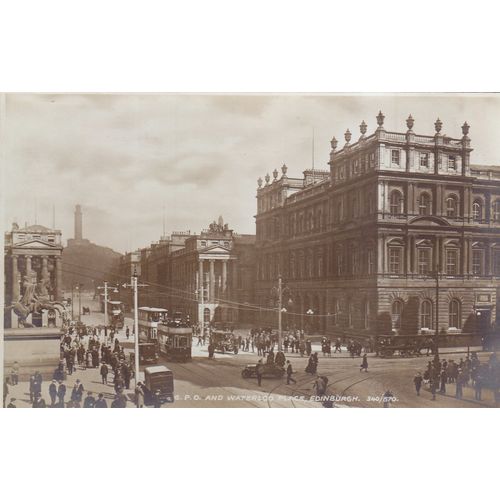 Vintage Sepia Postcard GPO & Waterloo Place, Edinburgh Busy Street Scene pre WW2