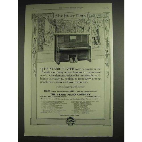 1914 Starr Player Piano Ad - In Studios of Artists