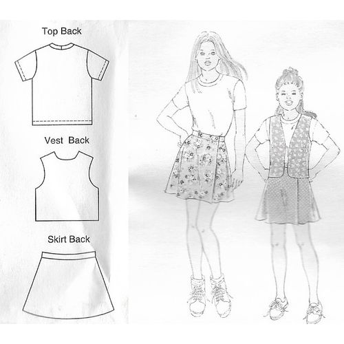 Kwik Sew 2480 Sewing Girls Top Skirt Vest Size 8 10 12 14 16 ca. 1995 Uncut
