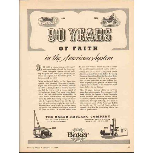 BAKER-RAULING COMPANY 1943 Years faith American System vintage ad