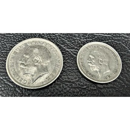 1918 & 1934 GEORGE V SILVER SIXPENCE & THREEPENCE COINS IN HIGH GRADE DETAIL