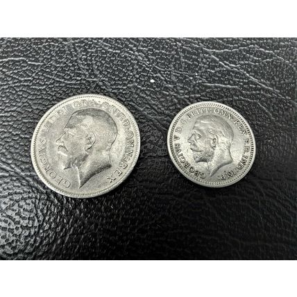 1918 & 1934 GEORGE V SILVER SIXPENCE & THREEPENCE COINS IN HIGH GRADE DETAIL